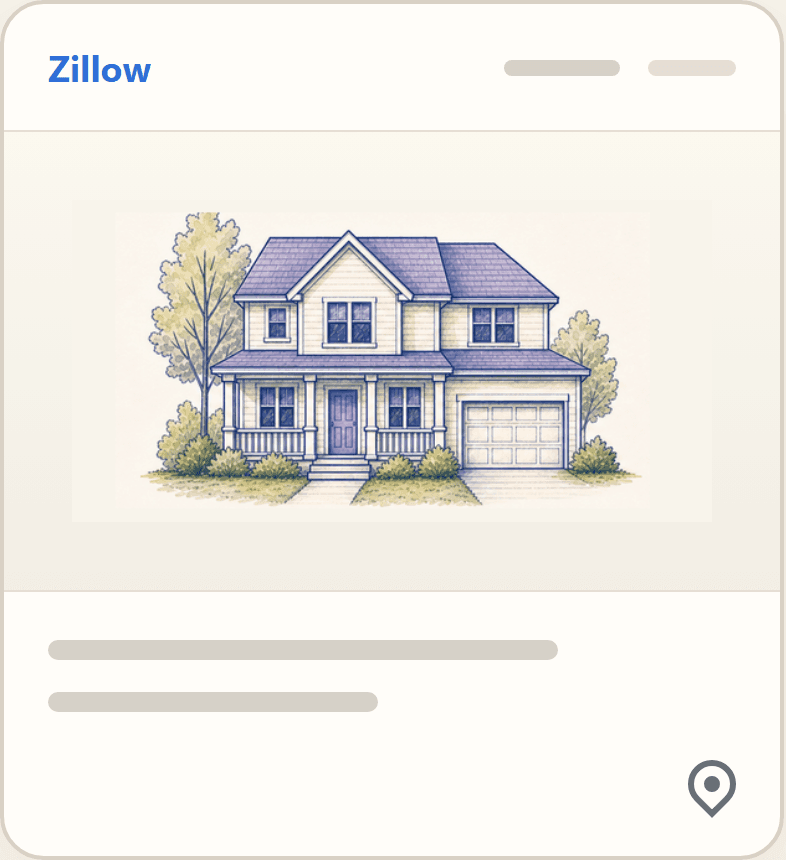 A grouped sketch-style Zillow listing preview